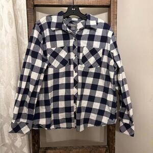 Blue and White Flannel Shirt